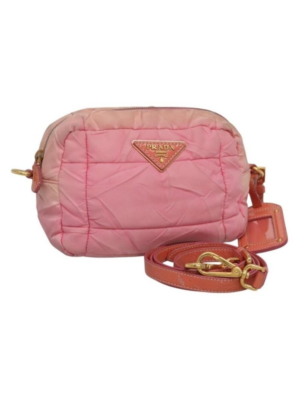 Authentic PRADA Shoulder Bag Nylon Pink Gold